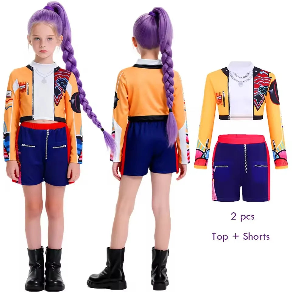 Girls Hunter Rumi Cosplay Costume Sets Fashion Girls Golden Mira Zoey Role-playing Outfits K-Pop Stage Performance Clothing Suit
